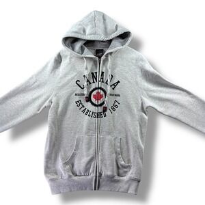 So Nice Canada Full Zip Hoodie Mens XL Heather Gray Graphic Logo Sweatshirt